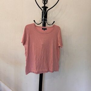 Washable Silk Knit Short Sleeve Pink Blouse
